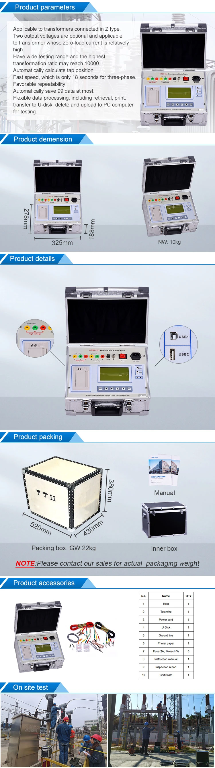 Htbc-IV TTR Meter Transformer Turns Ratio Group Tester 3 Phase Transformer Turns Ratio Tester