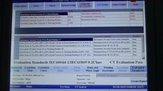 Analisador CT / PT de modo de frequência variável com alta precisão de 0,05%